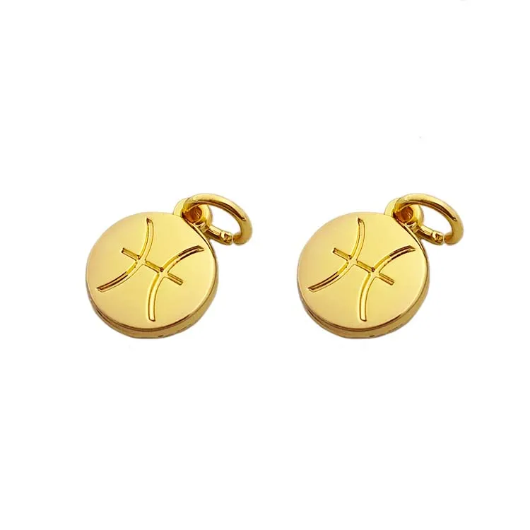 Factory price engraved mini plated gold logo custom 10 mm hangs charm pendant jewelry tags for necklace