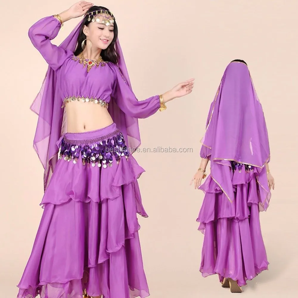 Bestdance High Quality Unique Arab Sexy Nice Purple Belly Dance Costume 