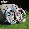 Old Scratched Wooden Steering Wheel , 2 Sets 43x43m Boat Rodder, Lighthouse and life buoy style