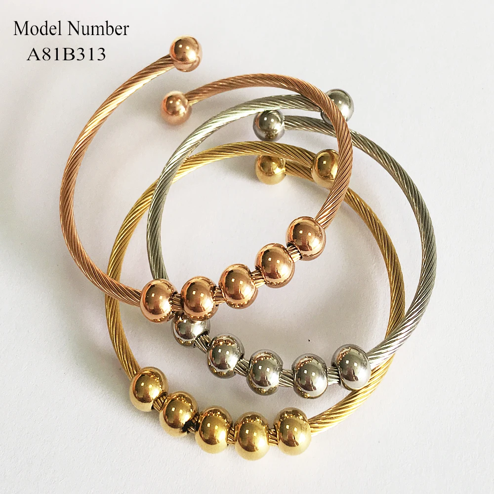 Cream/Gold Stainless Steel Bracelet main image 1