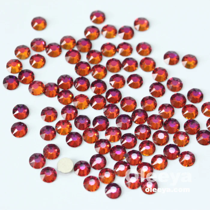Wholesale Super Shiny 2088 Style 16 Cut Facets Glass Red Volcanic Flame Nail Art Flat Back Rhinestone for Nail Art Decorations