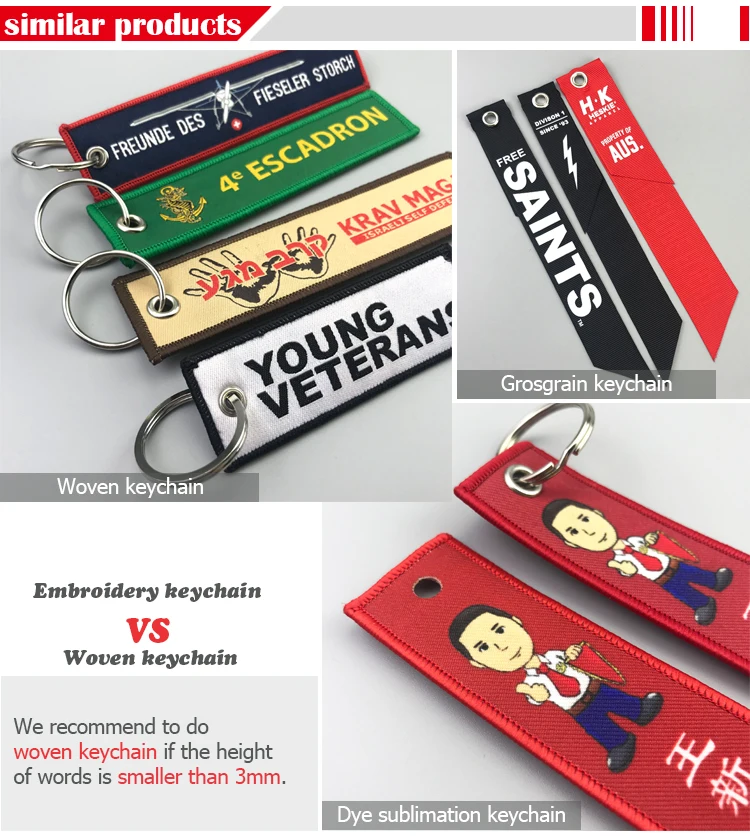 China Supplier Custom embroidery lanyard keychain,custom woven keychain embroidery key tags