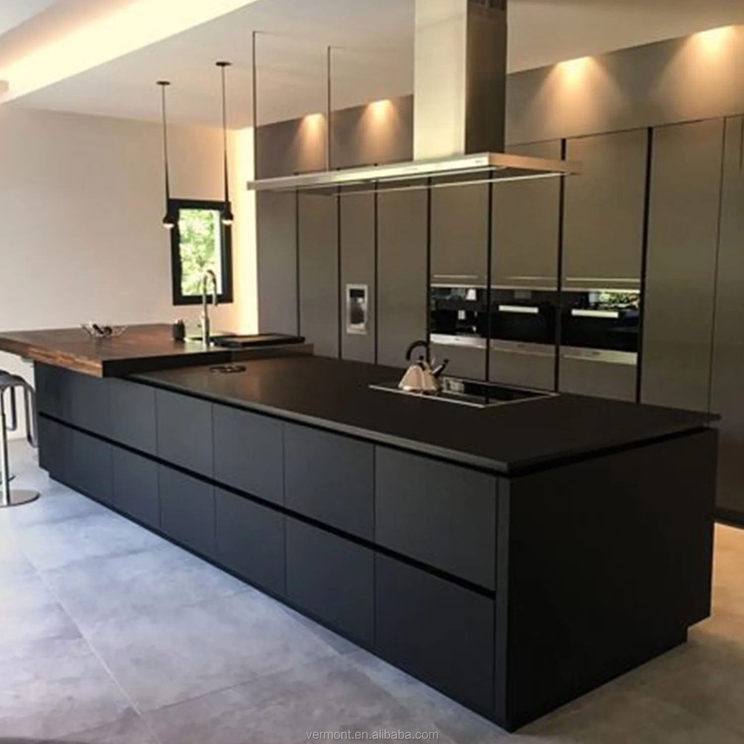 2019 Hangzhou Vermont Deep Color Free Design Pvc Membrane Kitchen