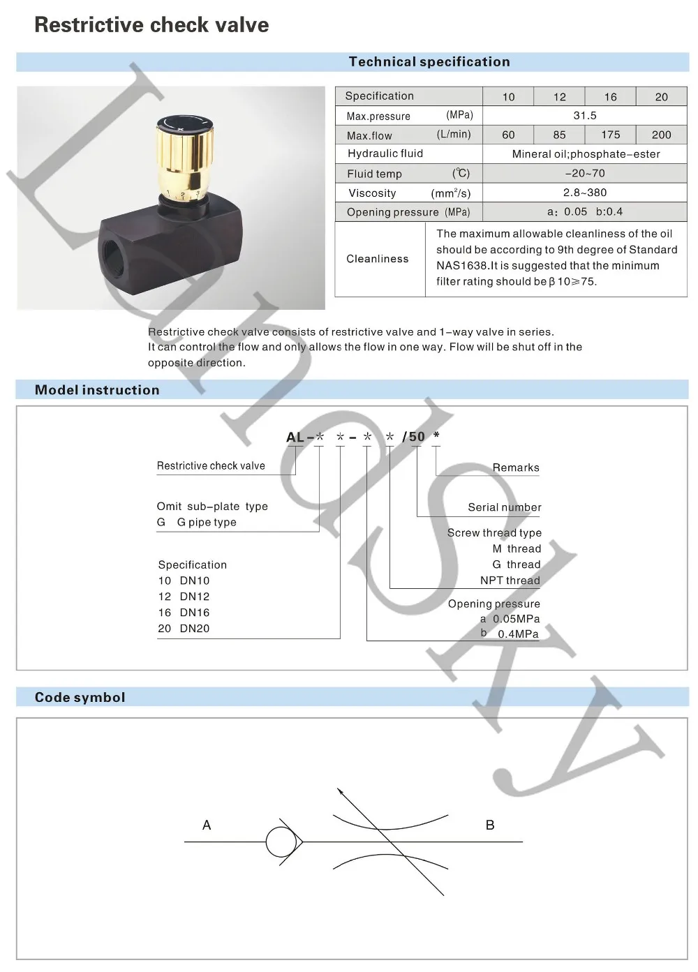 Landsky La25g/50 Drvp25110 Function Of Pilot Operated Restrictive Check Valve Working