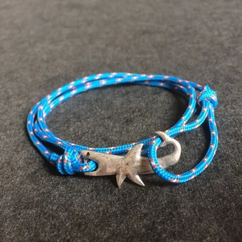Trendy Multicolor Men Shark Bracelet 2018 Charm Silver Zinc Alloy Trendy Multicolor Men Shark Bracelet 2018 Charm Silver Zinc Alloy Rope Bracelets Punk Style Jewelry
