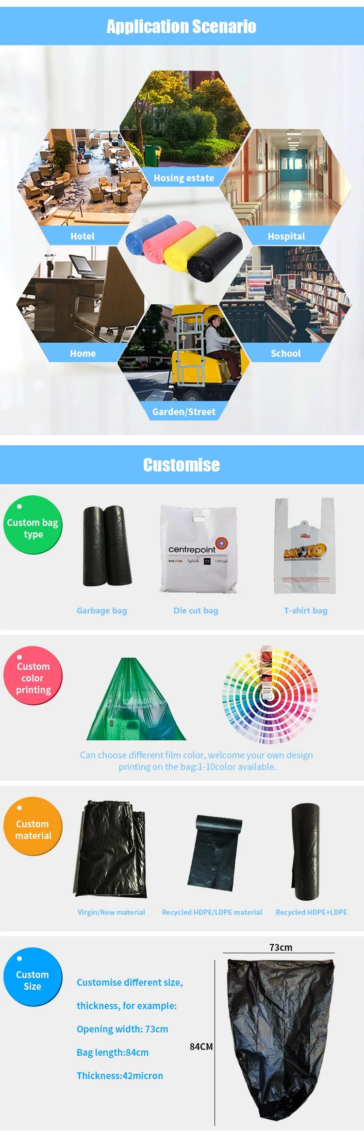 120 Liters Trash Bags Garbage Bag Factory