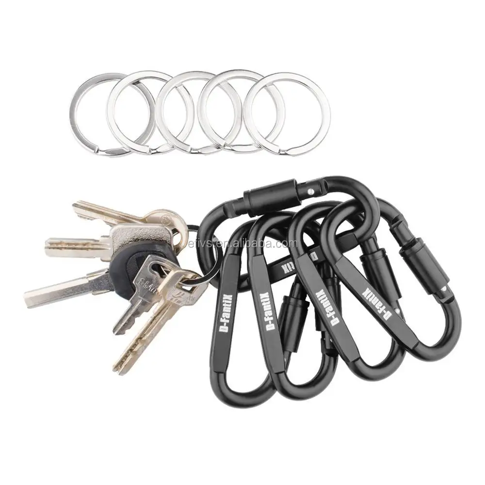 Wholesale Carabiner Clip,Aluminum Locking Carabiner Keychain D Ring Carabiner Black Buy