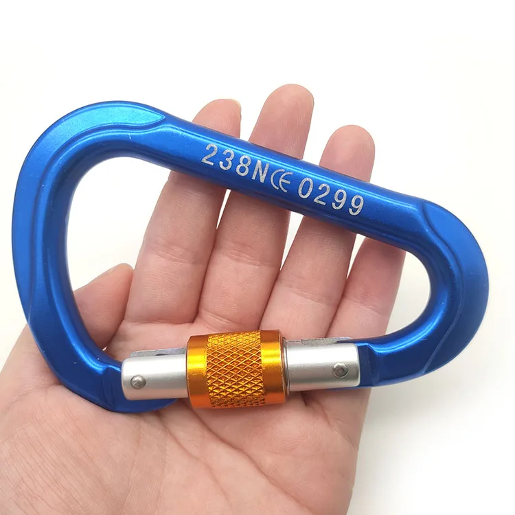 High Quality 25KN Aluminum Hook with Lock Industrial Widely Used Fasteners Carabiner Clips for Climbing/Hiking/Hammock