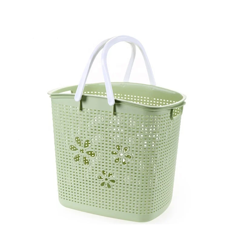 Venta al por mayor canasta verde plástico para la lavandería-Compre