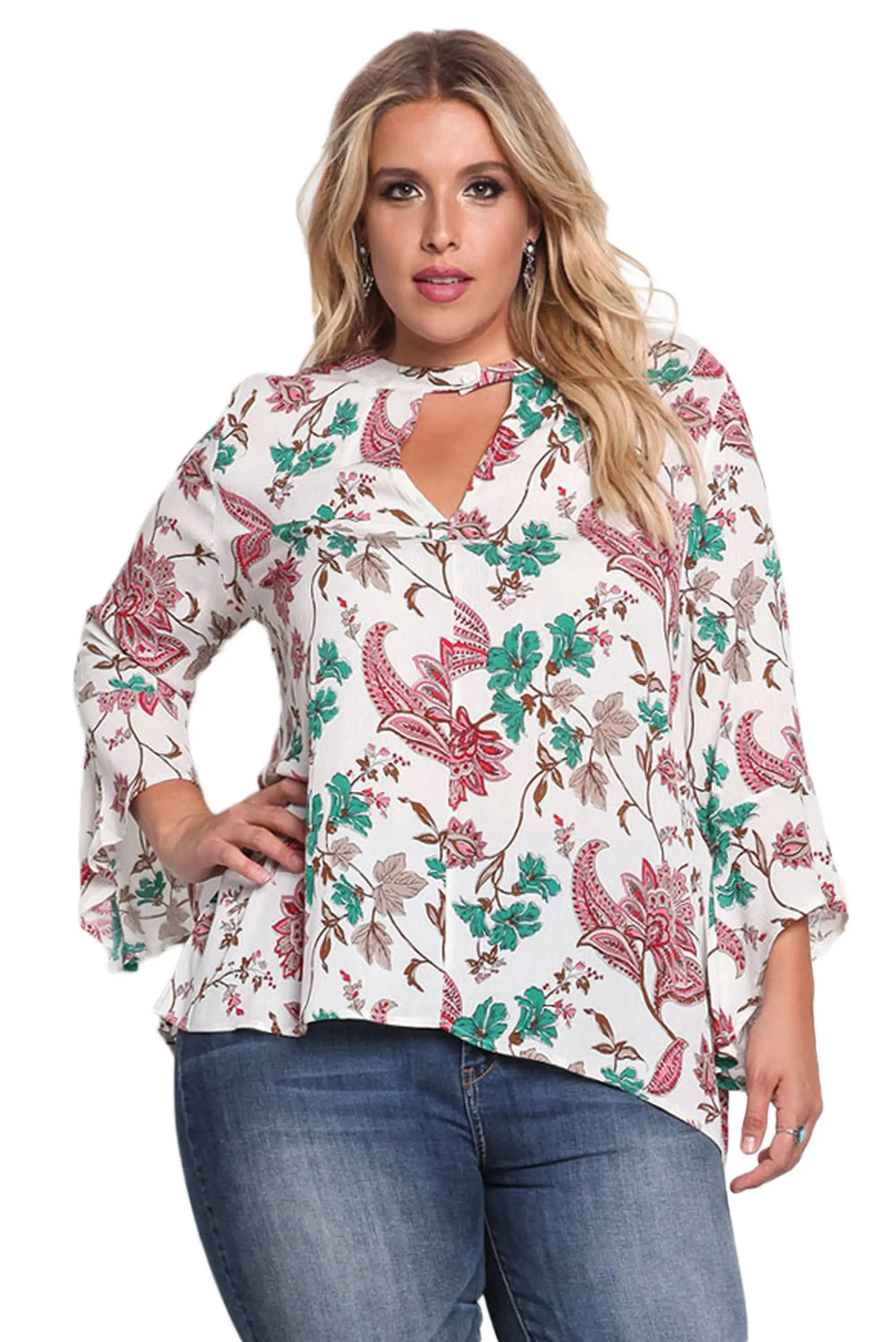 Ready Stocklot Floral Printed Wholesale Price Casual Blouse For Fat ...