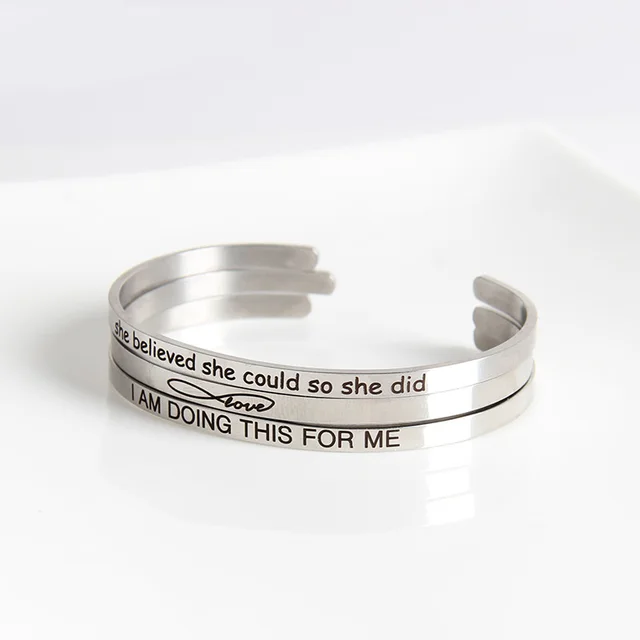 free sample stainless steel bangle for women metal engraved