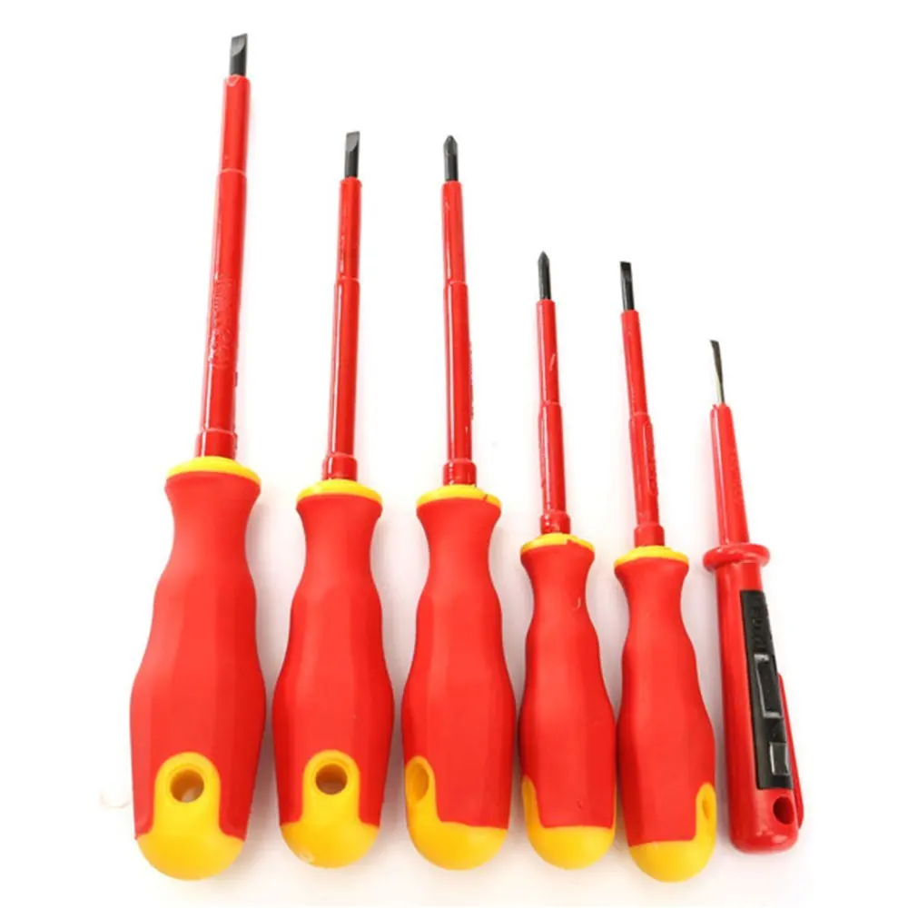 meizhouer 6PCS/bag Electricians Screwdriver Set Tool Electrical Fully Insulated High Voltage Multi Screw Head Type