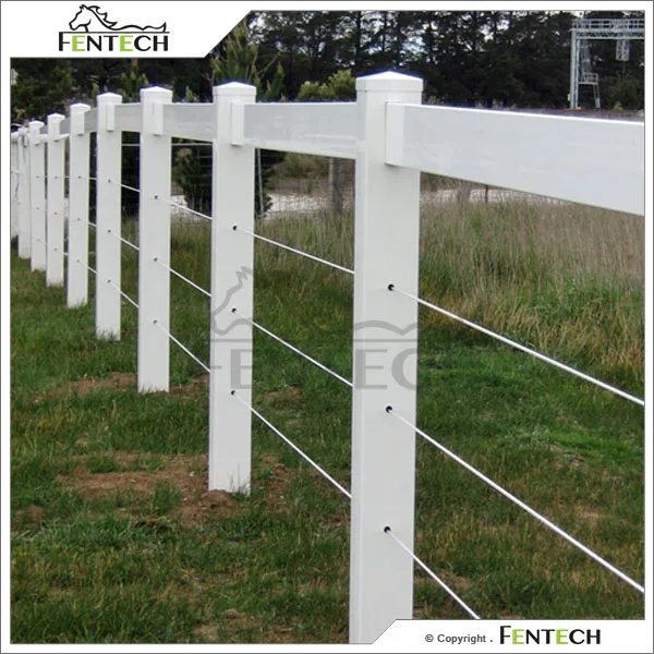 Fentech White Vinyl Plastic Horse Fence Farm Fencing With Electric Rope