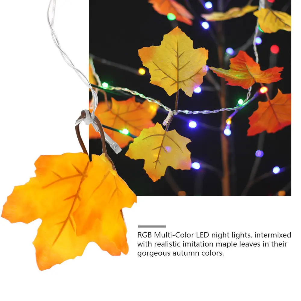 Unique Decorative 10 Led Fall Leaves String Lights,Fairy Light Autumn Leaf Halloween Christmas