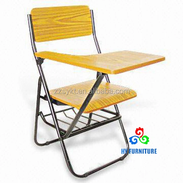New Design School Metal Folding Student Chair With Wooden Writing