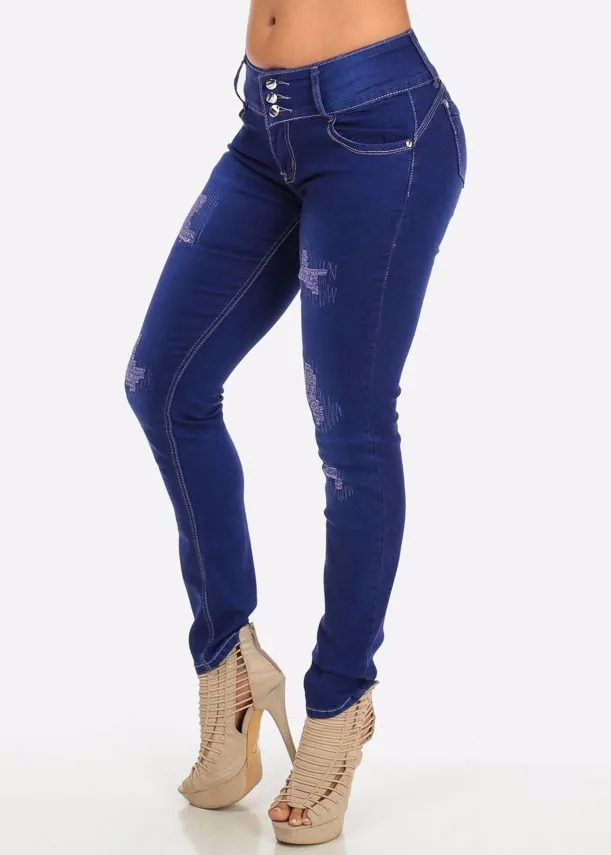 Royal Wolf Denim Jeans Manufacturer Royal Blue Ripped Sew High Waisted ...