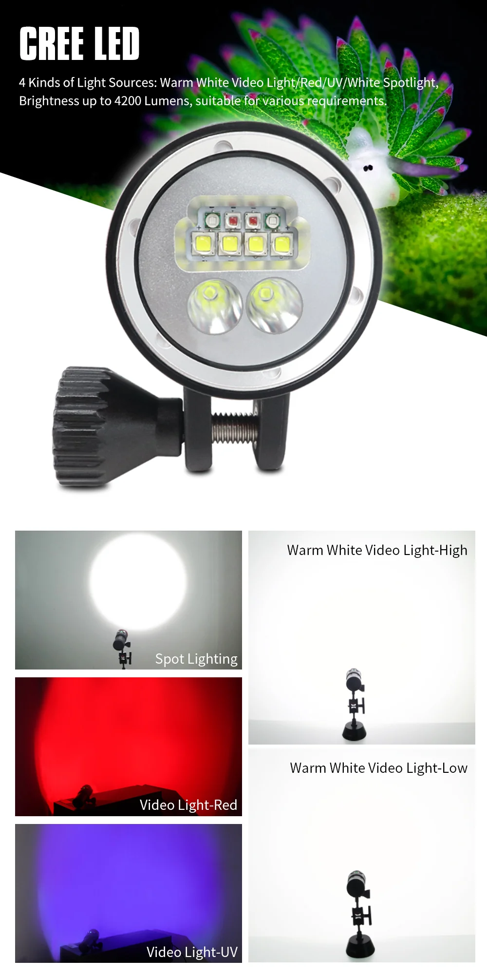 Archon W41VP II more than 4000LM LED Photography Video Scuba Diving Flashlight Torch