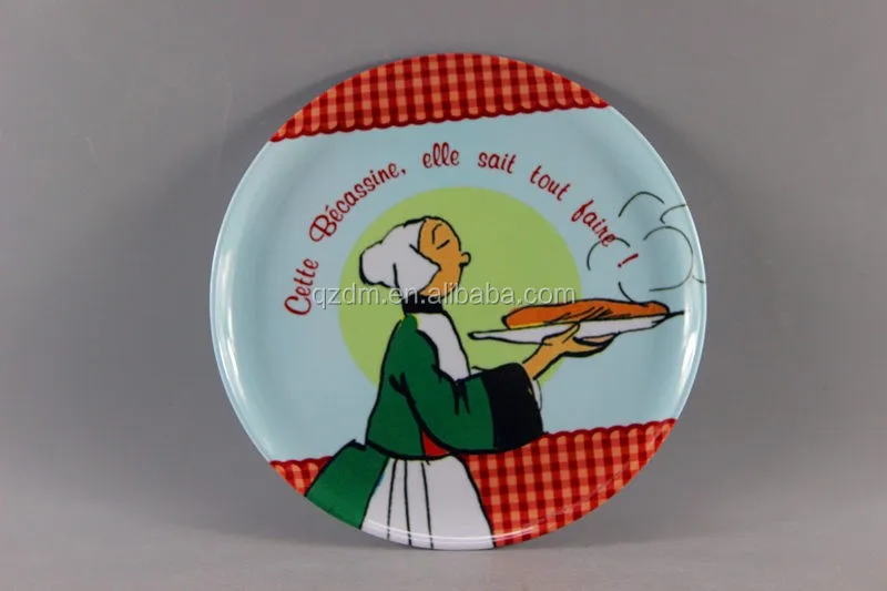 French Style Printing Melamine Round Plate
