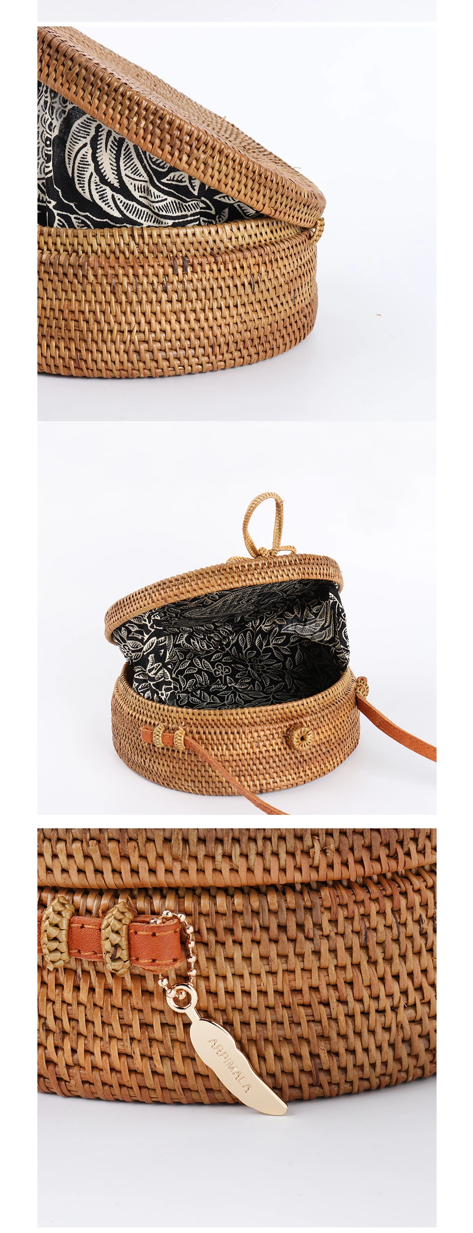 BoBoSaLa How Bali Circle Straw Bags For Women Handmade Round Beach Bag Summer Rattan Handbags Butterfly Women Messenger Bag