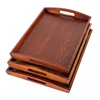 Wholesale custom logo rectangular wooden tray hotel food plate solid wood water cup service plate