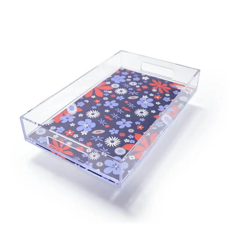 Custom Lucite Acrylic Paper Insert Serving Tray,Factory Wholesale
