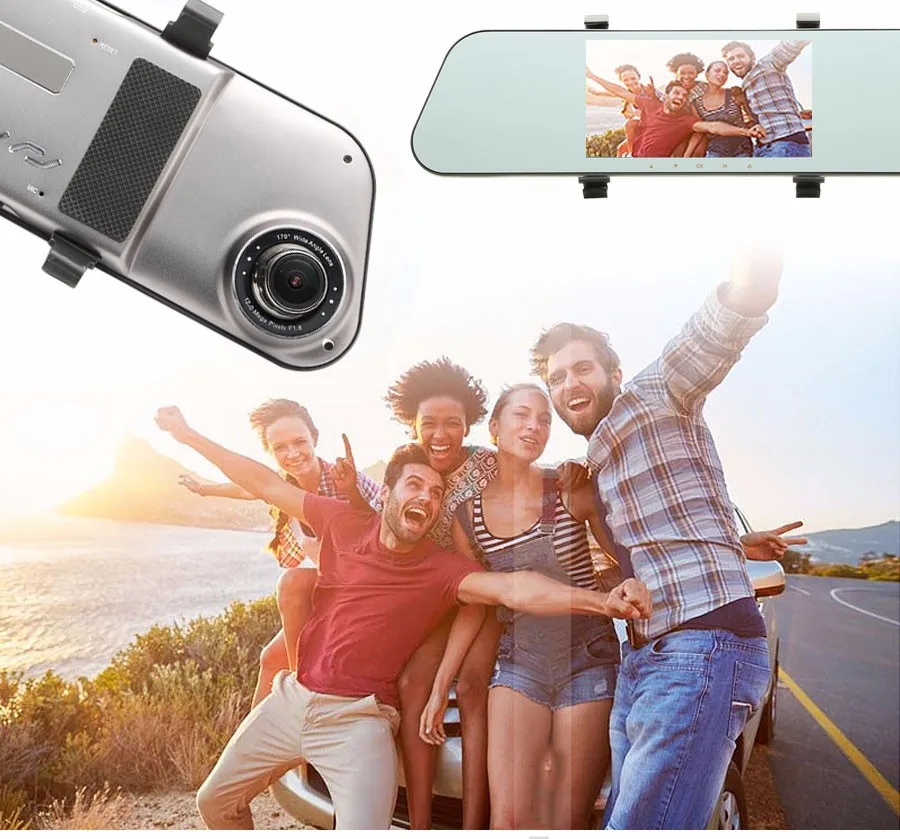 5" Fhd 1080p Front Rear Dual Lens Manual Firmware Rearview Mirror Car