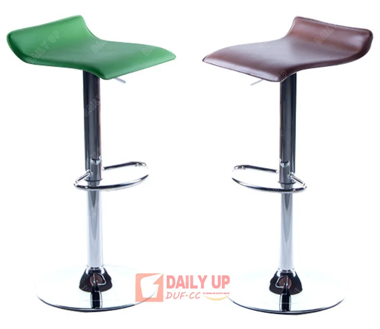 Height Adjustable Bar Stools with PU Wholesale Chromed Base Kitchen Chair Seat Cushions Footrest Cheap Home Office Furniture
