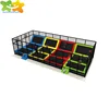 Kids playing trampoline with safety enclosures for trampoline park