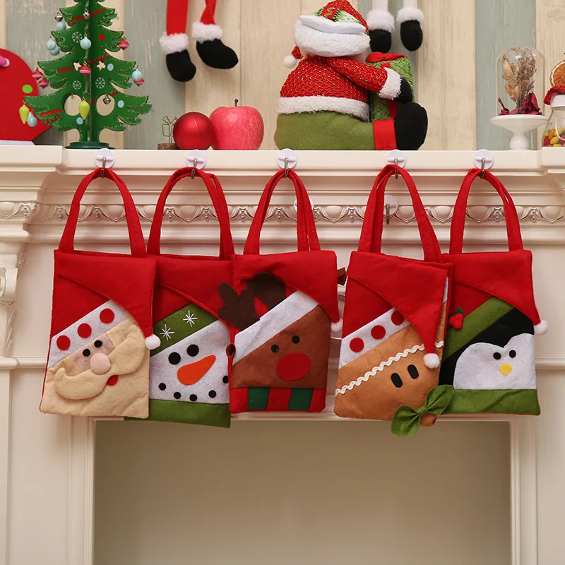 Portable Felt Christmas Small Gift Bags Cheap Felt Christmas Candy Bags