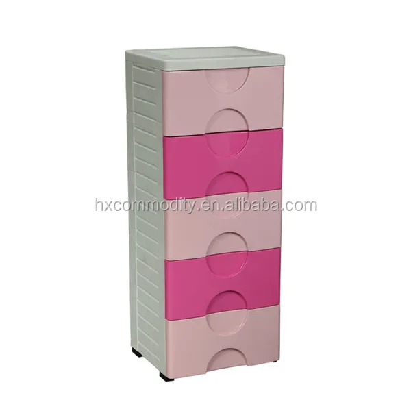 Cute cartoon printing baby closet wardrobe cabinet 5 layer large plastic storage drawer