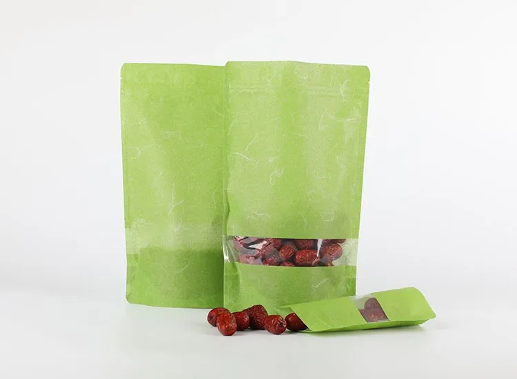 Ecofriendly Rice Paper Packaging Bags With Window Biodegradble Fiber