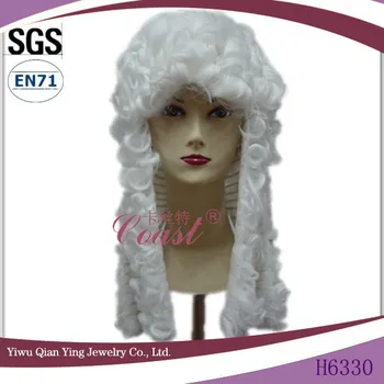 long curly white wig