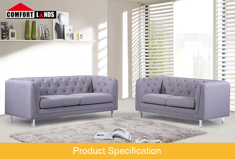 Elegant Upholstery Furniture 2+3 Sofa Sets Modern Grey ...