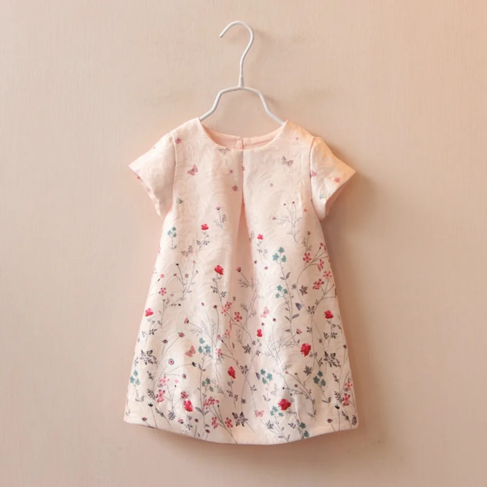 Summer Kids Baby Children s Roupas Dresses Flora Short Sleeve O Neck Princess Girls Dress vestidos
