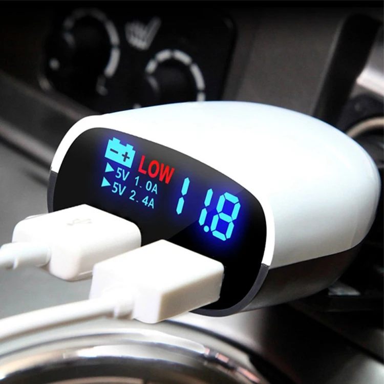 High quality qc3.0 gps dual usb car charger led display for smartphone