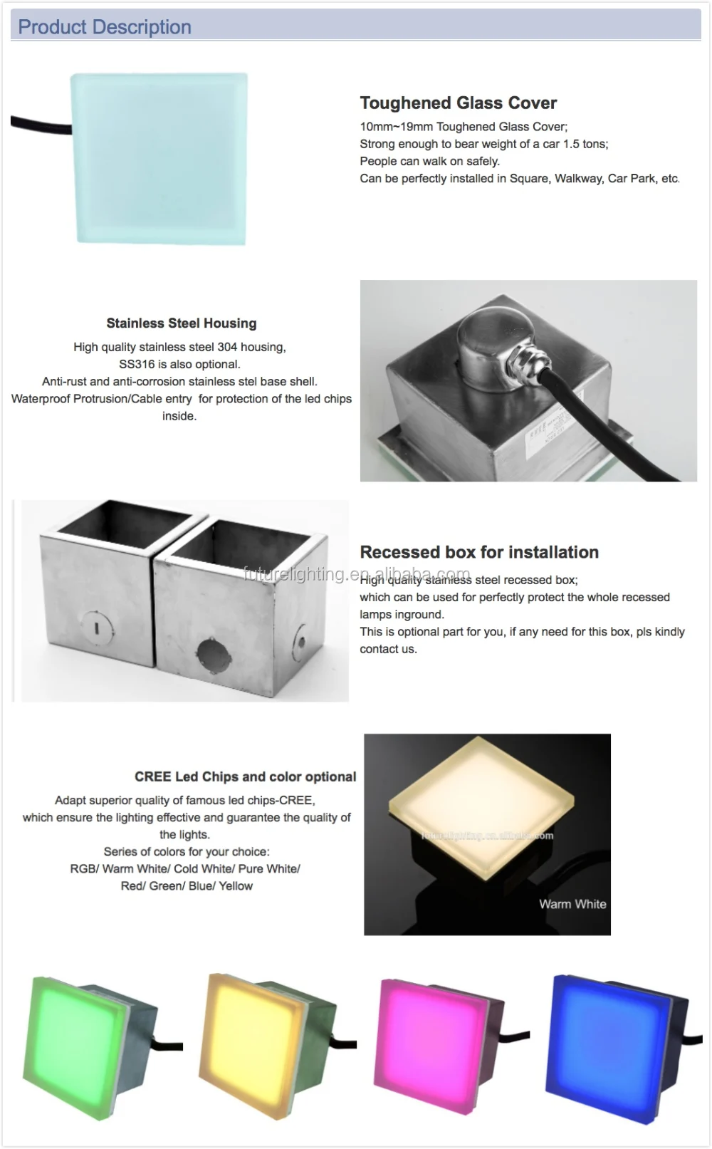 Product description of led tile light