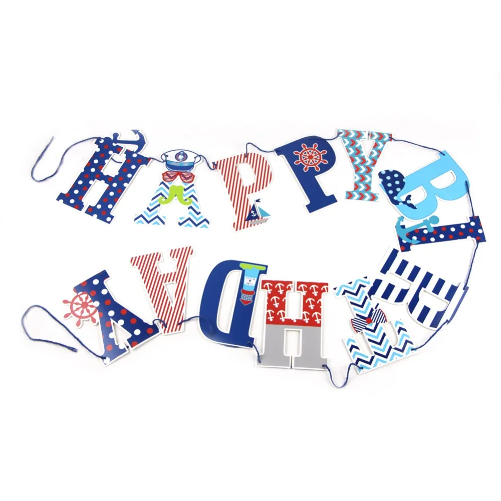 wholesale blue happy birthday bunting letter banner for boy party