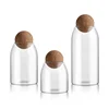 Glass Jars For Storage Food Storage Jars with Wood Lid Cork Ball Stopper Handmade Borosilicate Glass Canister Jar