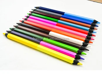 Ganda Berakhir Ganda Tips Hitam Kayu Gambar Pensil Warna Dua Warna