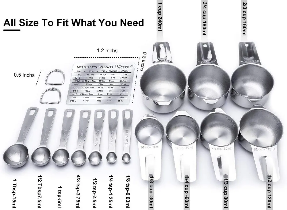 15pc Professional Measurement Conversion Chart Stainless Steel