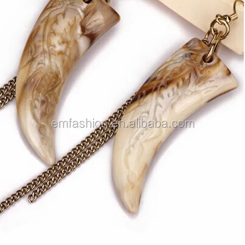 Fashion New Vintage Folk Style Ox Horn Ivory Chain Tassel ...