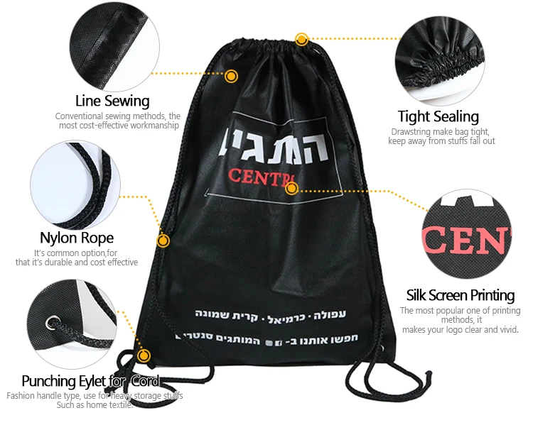 Promotional Wholesale Customized Non Woven Material Drawstring Back Pack Bag For Shopping Shoe Use