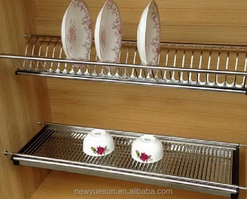 2 Layers Stainless Steel Dish Drainer Rack For Kitchen Cabinet