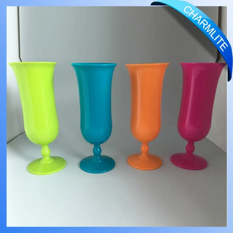2016 Latest Colorful Hurricane Cups With Stemmed,Plastic Neon Hurricane