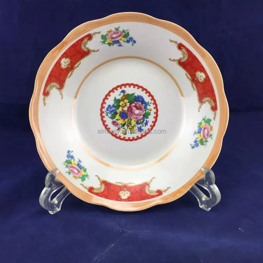 Cheap Porcelain Cut Edge Soup Plate With Big And Small Decal Buy