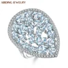 Abiding 2019 Fashion Natural Sky Blue Topaz Cocktail Heart Rings Luxury Women's 925 Sterling Silver Jewelry Rings