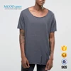 MGOO Garment Distressed Mens T Shirts In Bulk Plain Colors Short Sleeves Scoop Neck Longline Style