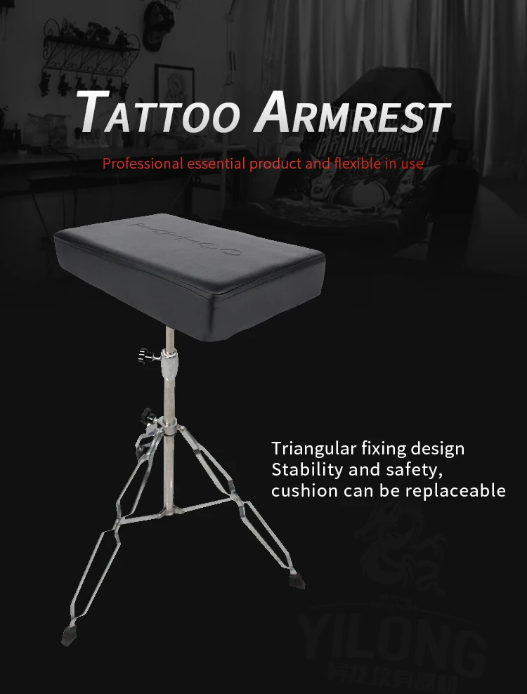 Yilong  Professional Essential Stainless Steel Tattoo Chair  Comfortable Tattoo Ajustable tattoo armrest
