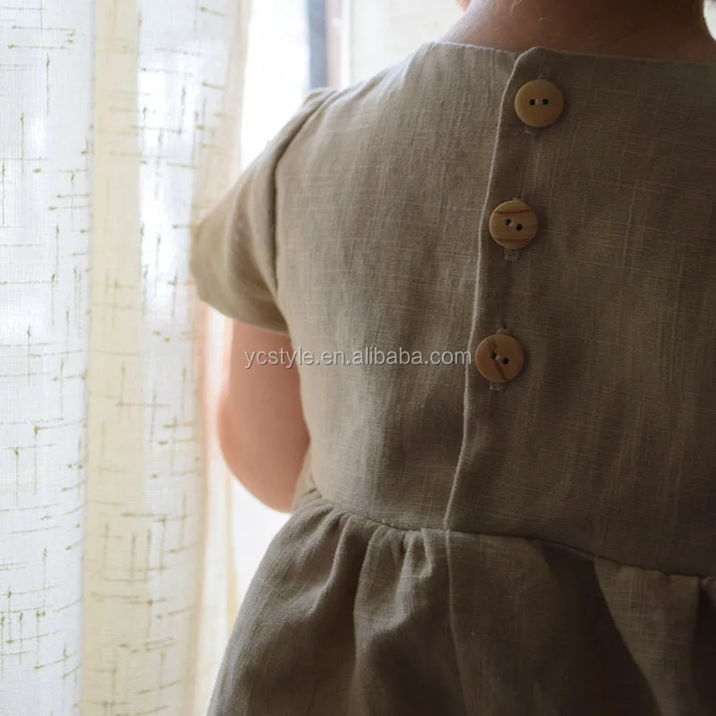 Baby Toddler Girls White Linen Dress With Peter Pan Collar,White Collar