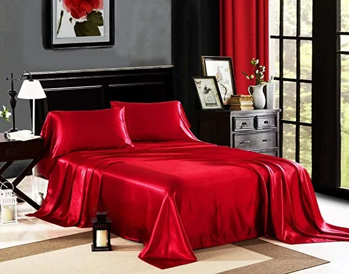 Factory Directly Wholesale 100% Silk Satin Bed Sheet Set